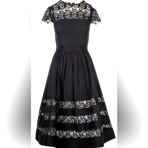 Alice + Olivia Black Lace Midi Dress